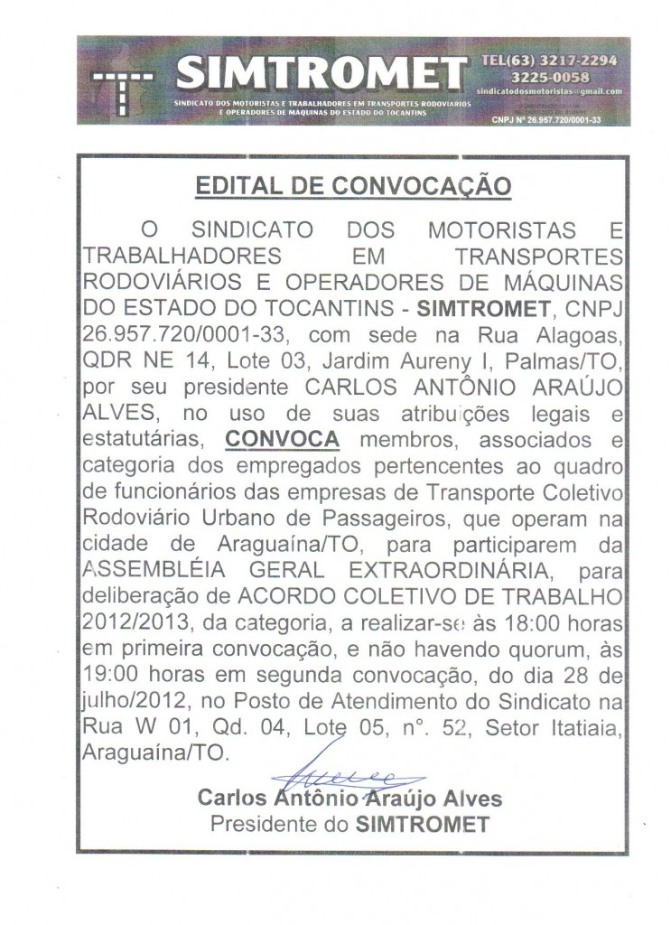 Edital De Convoca O Age Transp Coletivo Urbano De Passageiros Da