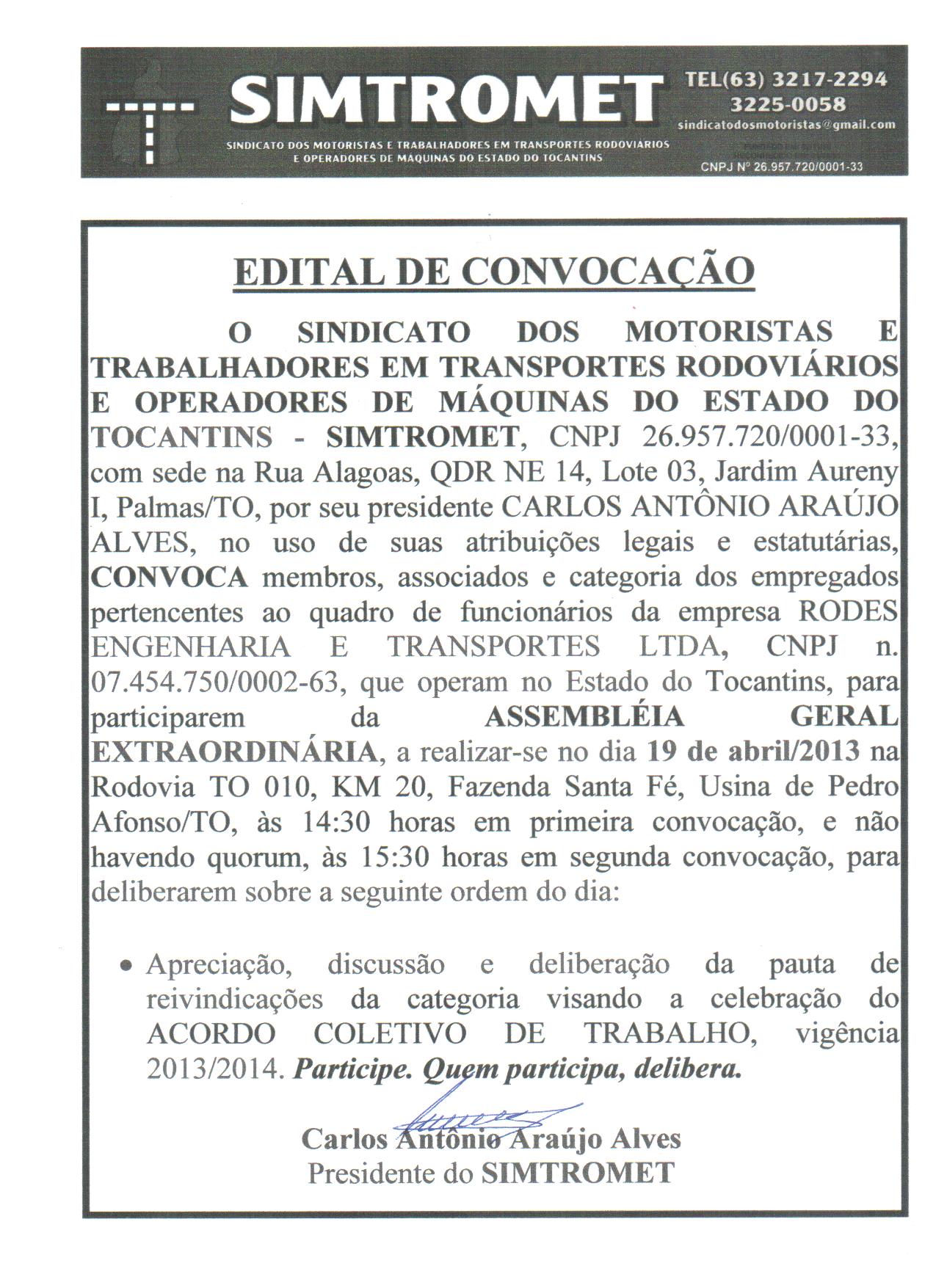 AGE de abril categoria de trabalhadores em todas as funções na empresa RODES