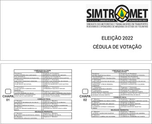 CÉDULA VOTAÇÃO - SIMTROMET