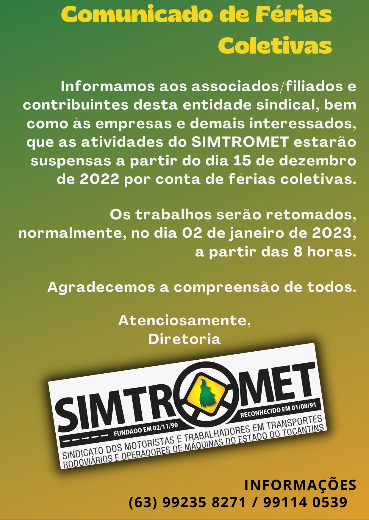 Comunicado De F Rias Coletivas Simtromet